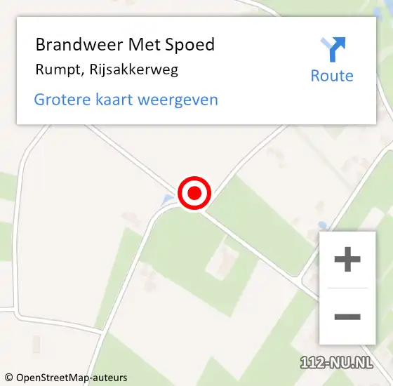 Locatie op kaart van de 112 melding: Brandweer Met Spoed Naar Rumpt, Rijsakkerweg op 11 juli 2023 12:10