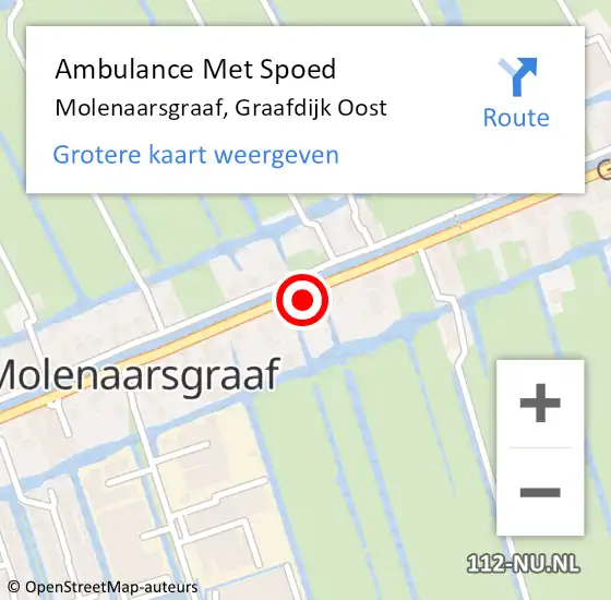 Locatie op kaart van de 112 melding: Ambulance Met Spoed Naar Molenaarsgraaf, Graafdijk Oost op 1 september 2014 11:36