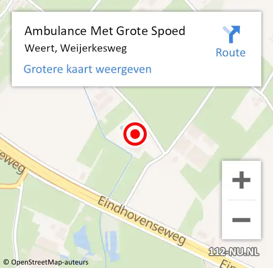 Locatie op kaart van de 112 melding: Ambulance Met Grote Spoed Naar Weert, Weijerkesweg op 11 juli 2023 12:36