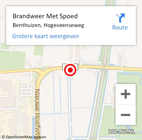 Locatie op kaart van de 112 melding: Brandweer Met Spoed Naar Benthuizen, Hogeveenseweg op 13 oktober 2013 10:54