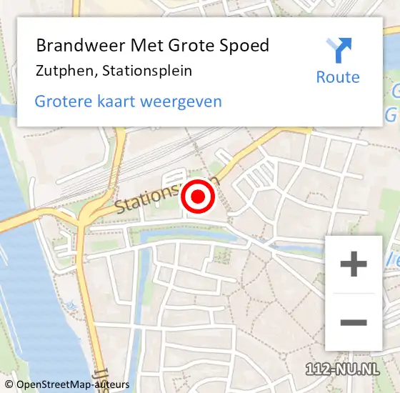 Locatie op kaart van de 112 melding: Brandweer Met Grote Spoed Naar Zutphen, Stationsplein op 11 juli 2023 12:41