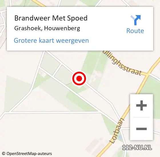Locatie op kaart van de 112 melding: Brandweer Met Spoed Naar Grashoek, Houwenberg op 11 juli 2023 12:44