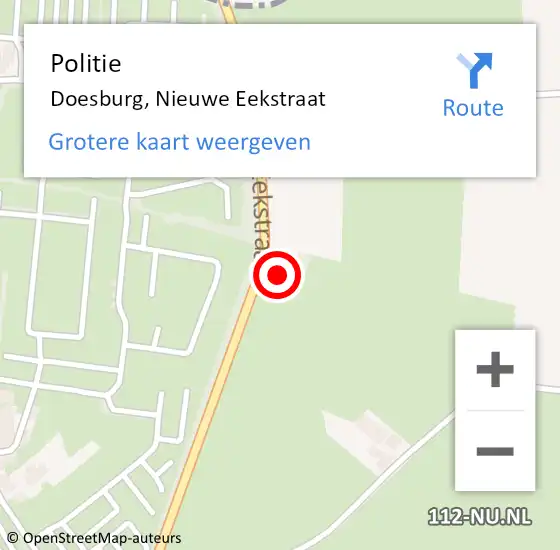 Locatie op kaart van de 112 melding: Politie Doesburg, Nieuwe Eekstraat op 11 juli 2023 12:46