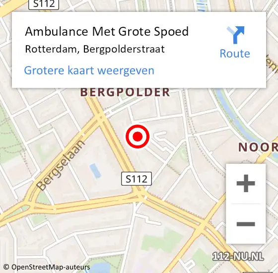 Locatie op kaart van de 112 melding: Ambulance Met Grote Spoed Naar Rotterdam, Bergpolderstraat op 11 juli 2023 12:55