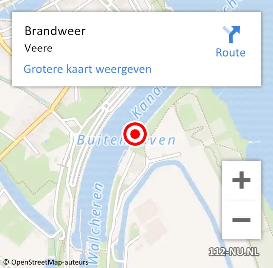 Locatie op kaart van de 112 melding: Brandweer Veere op 11 juli 2023 12:55