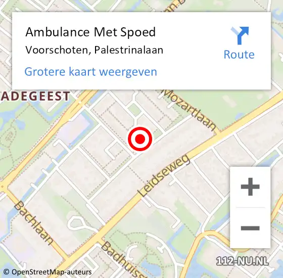 Locatie op kaart van de 112 melding: Ambulance Met Spoed Naar Voorschoten, Palestrinalaan op 11 juli 2023 13:03