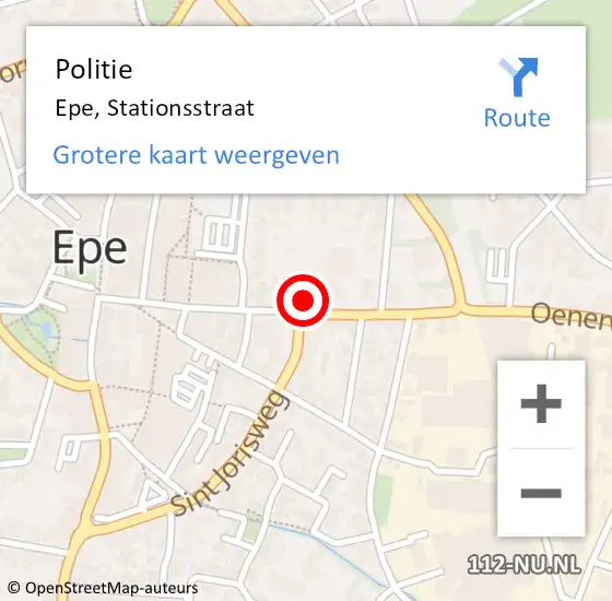 Locatie op kaart van de 112 melding: Politie Epe, Stationsstraat op 11 juli 2023 13:08