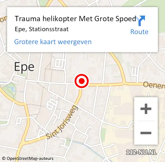 Locatie op kaart van de 112 melding: Trauma helikopter Met Grote Spoed Naar Epe, Stationsstraat op 11 juli 2023 13:10