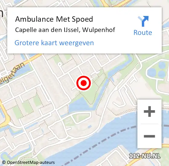 Locatie op kaart van de 112 melding: Ambulance Met Spoed Naar Capelle aan den IJssel, Wulpenhof op 11 juli 2023 13:12