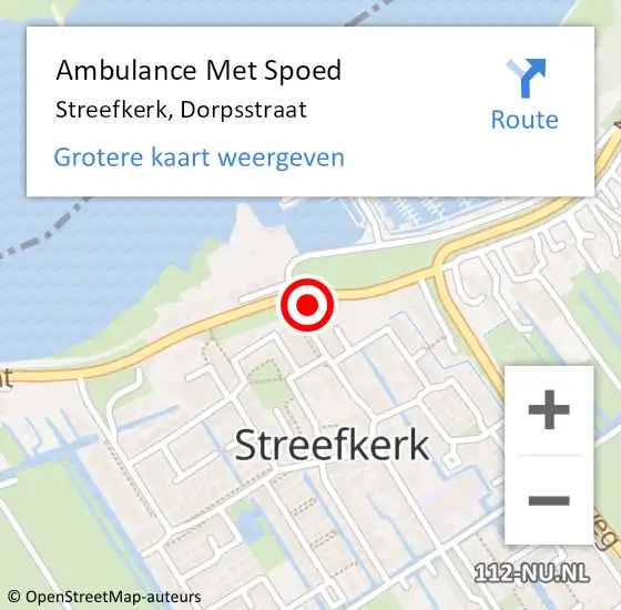 Locatie op kaart van de 112 melding: Ambulance Met Spoed Naar Streefkerk, Dorpsstraat op 11 juli 2023 13:16