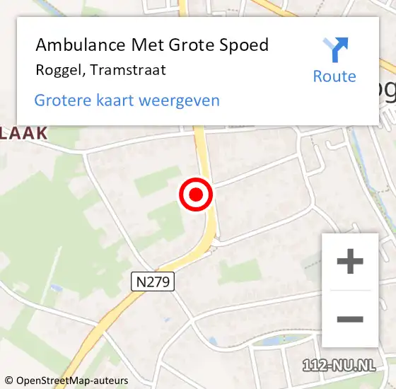 Locatie op kaart van de 112 melding: Ambulance Met Grote Spoed Naar Roggel, Tramstraat op 11 juli 2023 13:22