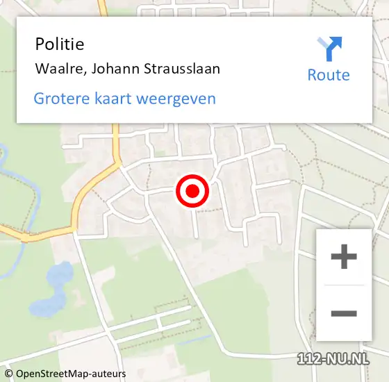 Locatie op kaart van de 112 melding: Politie Waalre, Johann Strausslaan op 11 juli 2023 13:27