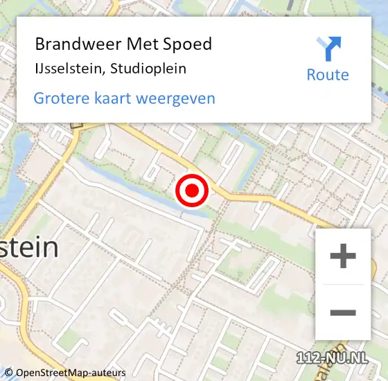 Locatie op kaart van de 112 melding: Brandweer Met Spoed Naar IJsselstein, Studioplein op 11 juli 2023 13:35