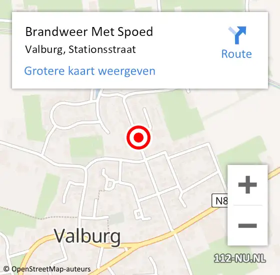 Locatie op kaart van de 112 melding: Brandweer Met Spoed Naar Valburg, Stationsstraat op 11 juli 2023 13:42