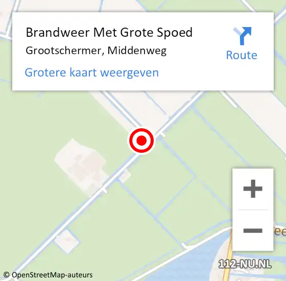 Locatie op kaart van de 112 melding: Brandweer Met Grote Spoed Naar Grootschermer, Middenweg op 11 juli 2023 13:51