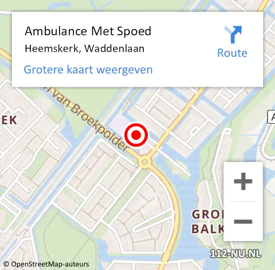 Locatie op kaart van de 112 melding: Ambulance Met Spoed Naar Heemskerk, Waddenlaan op 11 juli 2023 13:58