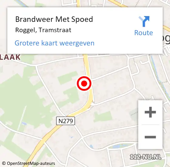Locatie op kaart van de 112 melding: Brandweer Met Spoed Naar Roggel, Tramstraat op 11 juli 2023 14:00