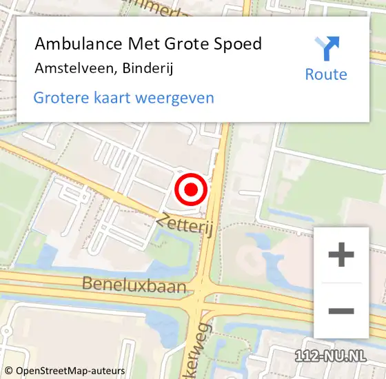 Locatie op kaart van de 112 melding: Ambulance Met Grote Spoed Naar Amstelveen, Binderij op 11 juli 2023 14:34