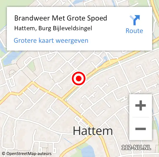 Locatie op kaart van de 112 melding: Brandweer Met Grote Spoed Naar Hattem, Burg Bijleveldsingel op 11 juli 2023 14:36