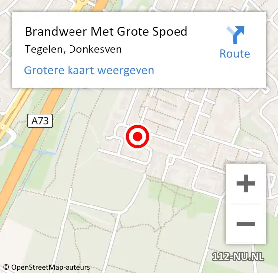 Locatie op kaart van de 112 melding: Brandweer Met Grote Spoed Naar Tegelen, Donkesven op 11 juli 2023 14:40