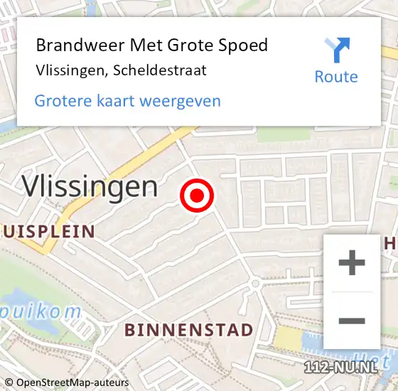 Locatie op kaart van de 112 melding: Brandweer Met Grote Spoed Naar Vlissingen, Scheldestraat op 11 juli 2023 15:34