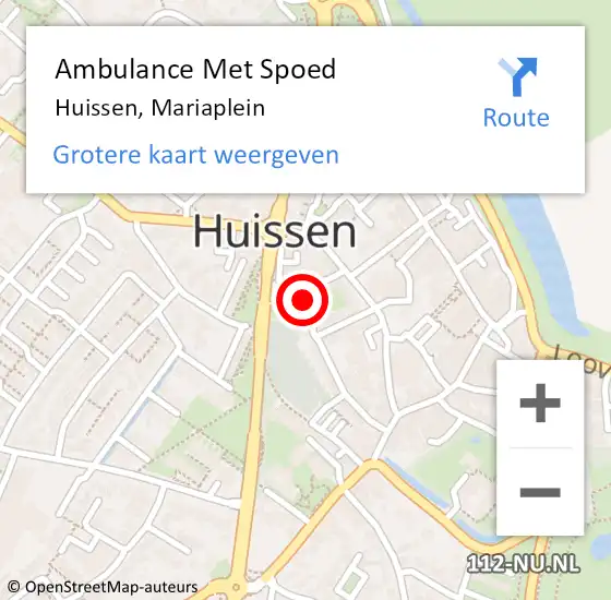 Locatie op kaart van de 112 melding: Ambulance Met Spoed Naar Huissen, Mariaplein op 1 september 2014 11:58