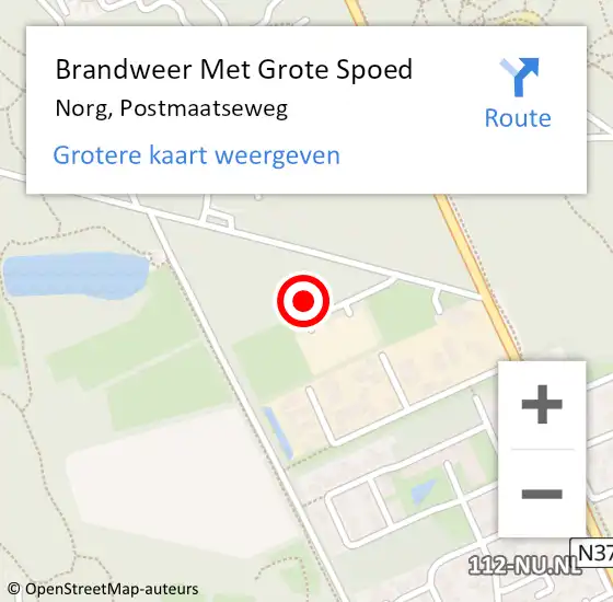 Locatie op kaart van de 112 melding: Brandweer Met Grote Spoed Naar Norg, Postmaatseweg op 11 juli 2023 15:39