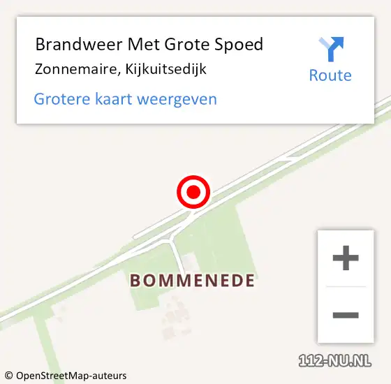 Locatie op kaart van de 112 melding: Brandweer Met Grote Spoed Naar Zonnemaire, Kijkuitsedijk op 11 juli 2023 15:49