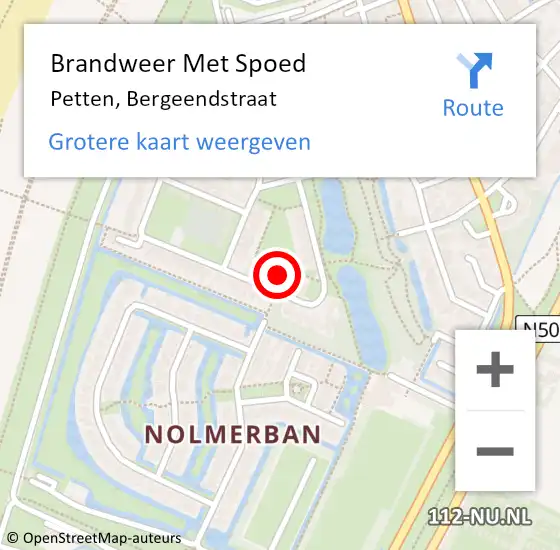 Locatie op kaart van de 112 melding: Brandweer Met Spoed Naar Petten, Bergeendstraat op 11 juli 2023 15:51