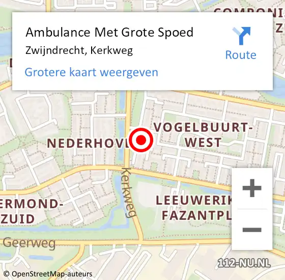 Locatie op kaart van de 112 melding: Ambulance Met Grote Spoed Naar Zwijndrecht, Kerkweg op 11 juli 2023 16:24