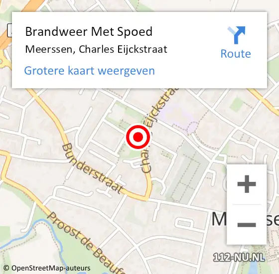 Locatie op kaart van de 112 melding: Brandweer Met Spoed Naar Meerssen, Charles Eijckstraat op 11 juli 2023 17:06