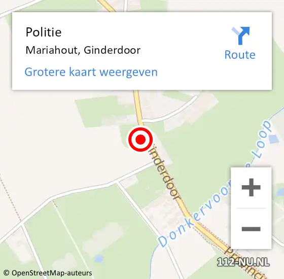 Locatie op kaart van de 112 melding: Politie Mariahout, Ginderdoor op 11 juli 2023 18:10