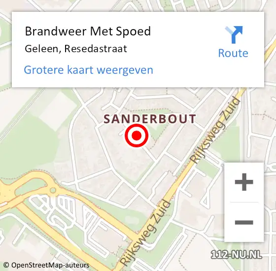 Locatie op kaart van de 112 melding: Brandweer Met Spoed Naar Geleen, Resedastraat op 11 juli 2023 18:12