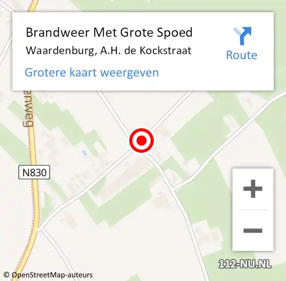 Locatie op kaart van de 112 melding: Brandweer Met Grote Spoed Naar Waardenburg, A.H. de Kockstraat op 11 juli 2023 18:15