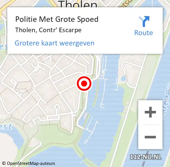 Locatie op kaart van de 112 melding: Politie Met Grote Spoed Naar Tholen, Contr' Escarpe op 11 juli 2023 18:19