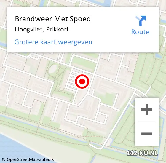 Locatie op kaart van de 112 melding: Brandweer Met Spoed Naar Hoogvliet, Prikkorf op 11 juli 2023 18:33