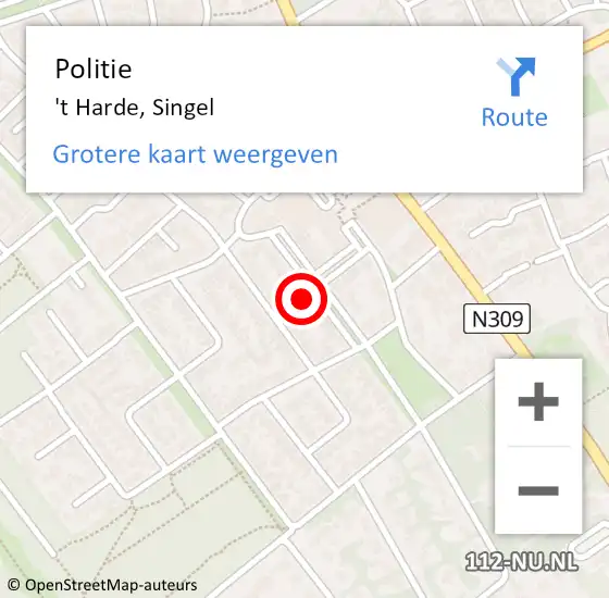 Locatie op kaart van de 112 melding: Politie 't Harde, Singel op 11 juli 2023 18:40