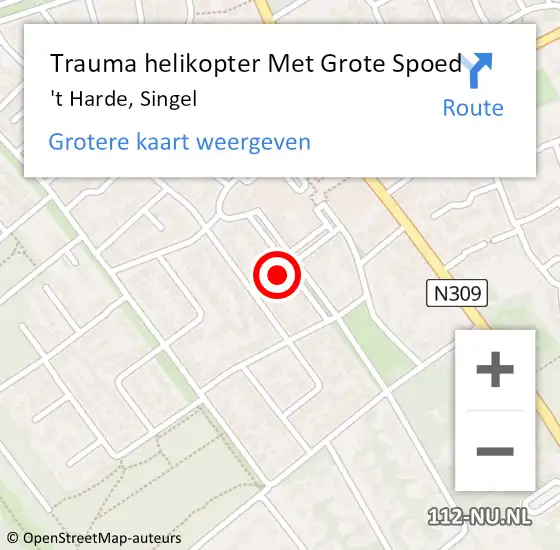 Locatie op kaart van de 112 melding: Trauma helikopter Met Grote Spoed Naar 't Harde, Singel op 11 juli 2023 18:43