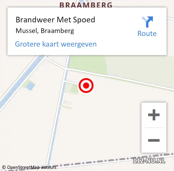 Locatie op kaart van de 112 melding: Brandweer Met Spoed Naar Mussel, Braamberg op 11 juli 2023 19:12