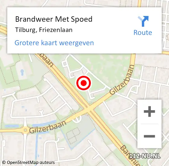 Locatie op kaart van de 112 melding: Brandweer Met Spoed Naar Tilburg, Friezenlaan op 11 juli 2023 19:14