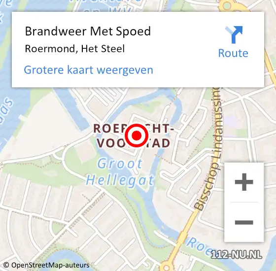 Locatie op kaart van de 112 melding: Brandweer Met Spoed Naar Roermond, Het Steel op 11 juli 2023 19:15