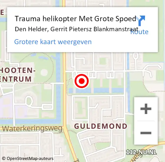 Locatie op kaart van de 112 melding: Trauma helikopter Met Grote Spoed Naar Den Helder, Gerrit Pietersz Blankmanstraat op 11 juli 2023 19:18