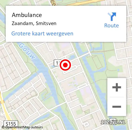 Locatie op kaart van de 112 melding: Ambulance Zaandam, Smitsven op 11 juli 2023 19:18