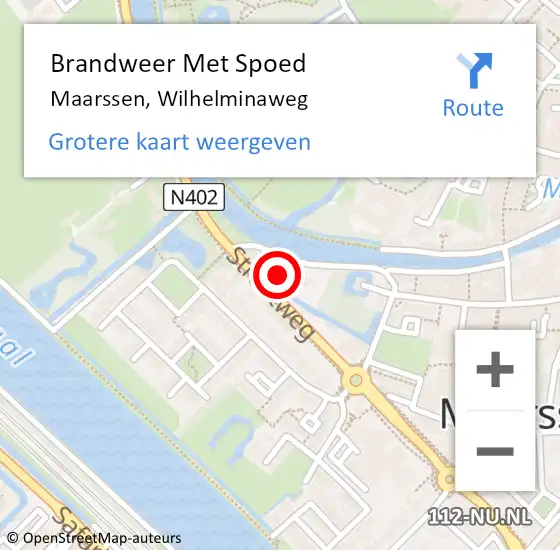 Locatie op kaart van de 112 melding: Brandweer Met Spoed Naar Maarssen, Wilhelminaweg op 11 juli 2023 19:25