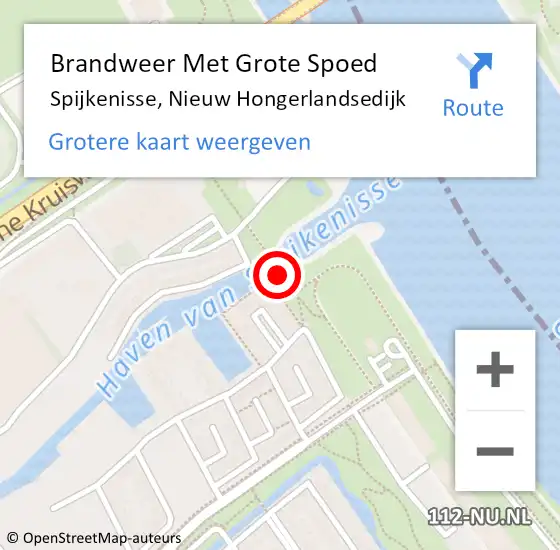 Locatie op kaart van de 112 melding: Brandweer Met Grote Spoed Naar Spijkenisse, Nieuw Hongerlandsedijk op 11 juli 2023 19:31