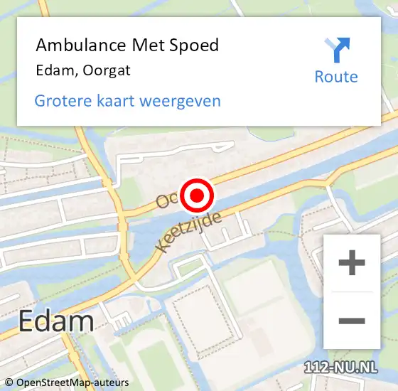 Locatie op kaart van de 112 melding: Ambulance Met Spoed Naar Edam, Oorgat op 11 juli 2023 19:36