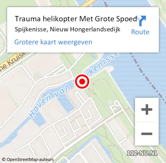 Locatie op kaart van de 112 melding: Trauma helikopter Met Grote Spoed Naar Spijkenisse, Nieuw Hongerlandsedijk op 11 juli 2023 19:37