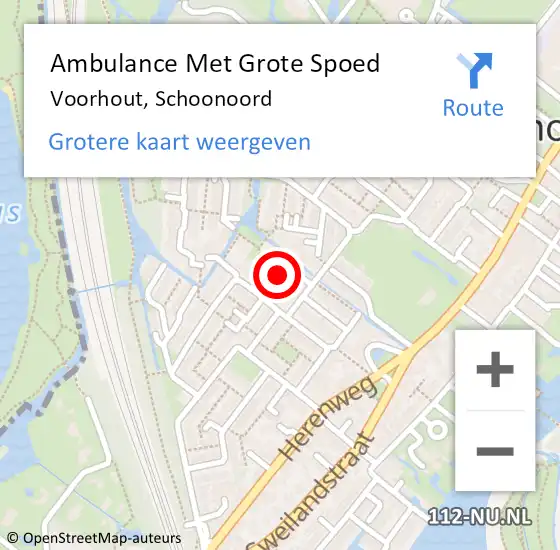 Locatie op kaart van de 112 melding: Ambulance Met Grote Spoed Naar Voorhout, Schoonoord op 11 juli 2023 19:41