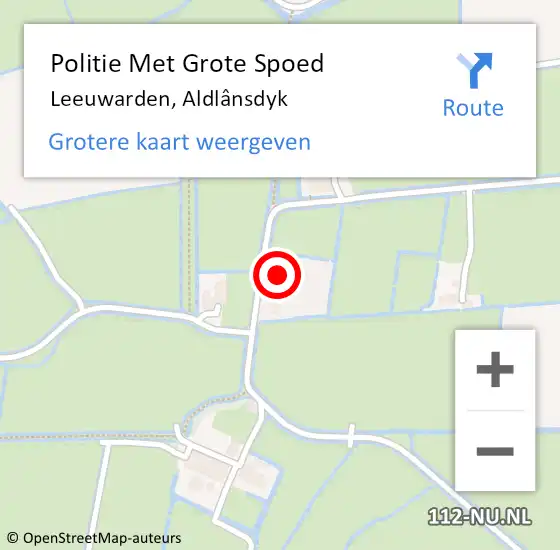 Locatie op kaart van de 112 melding: Politie Met Grote Spoed Naar Leeuwarden, Aldlânsdyk op 11 juli 2023 19:53