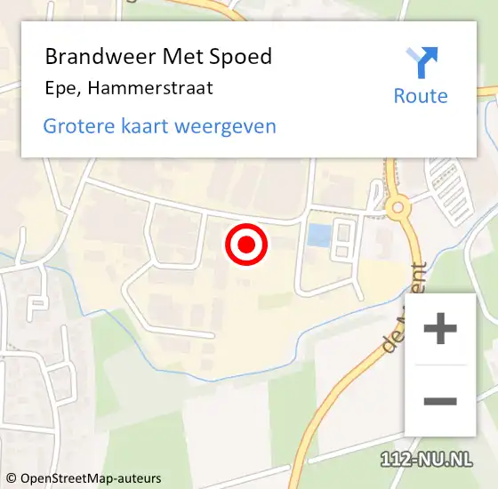 Locatie op kaart van de 112 melding: Brandweer Met Spoed Naar Epe, Hammerstraat op 11 juli 2023 19:53